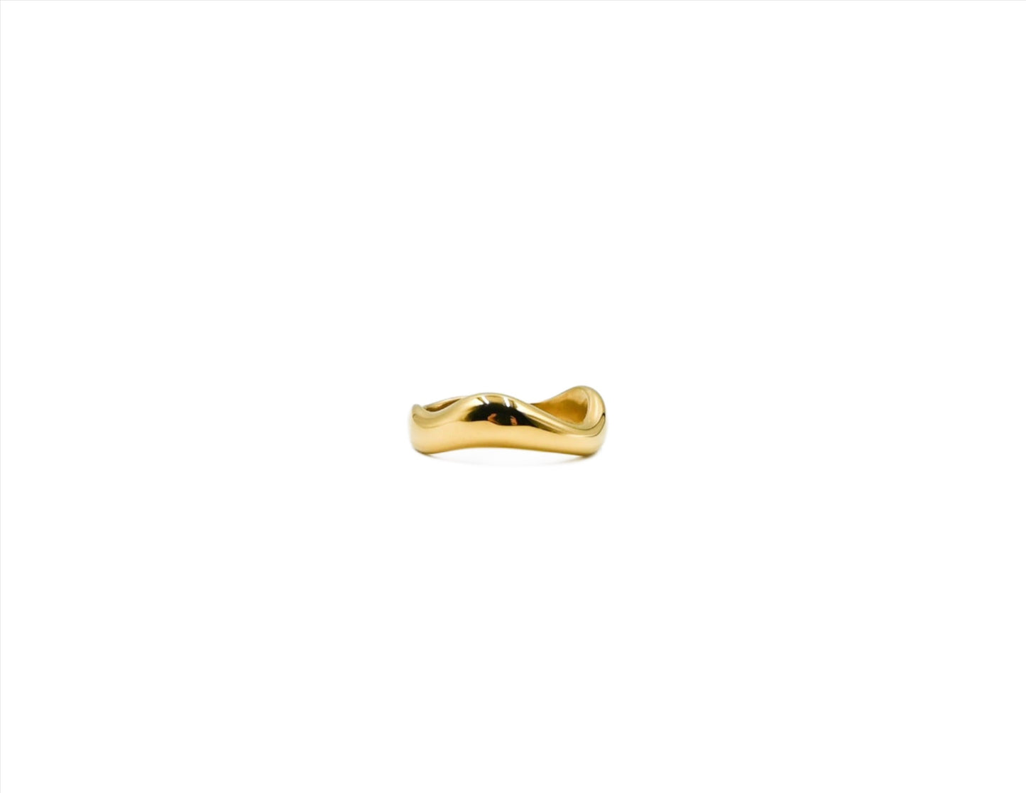unique wave style modern gold plated ring
