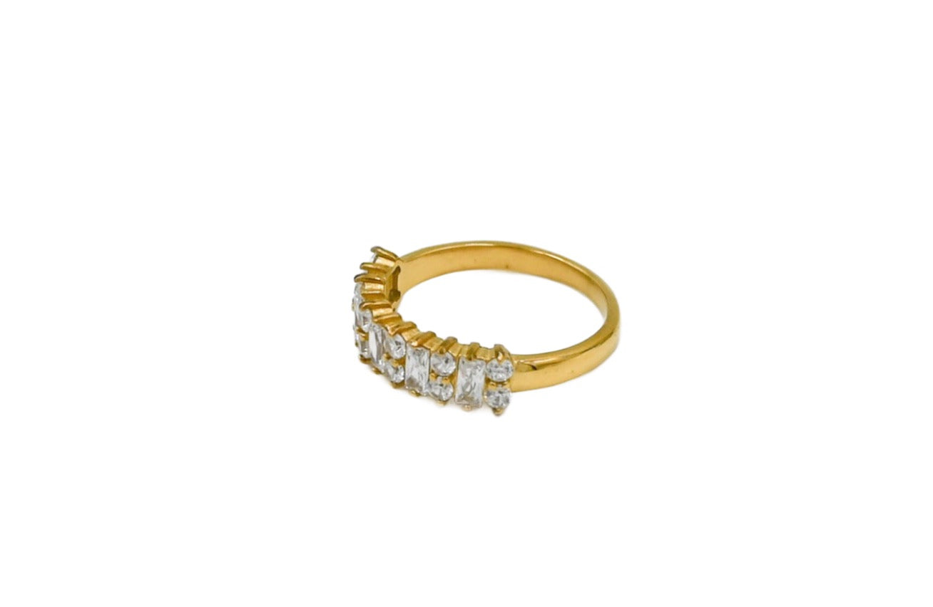 crystal ring with gold band