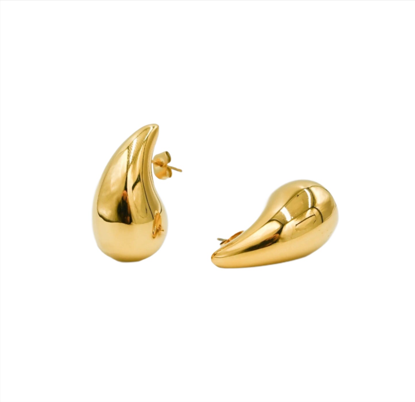 chunky bottega tear drop style earring in gold