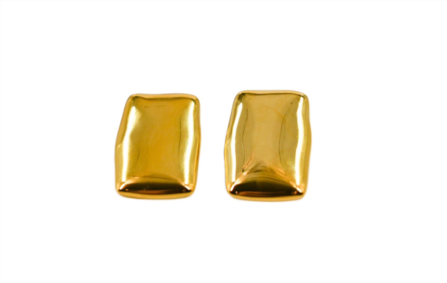 large square gold block earrings