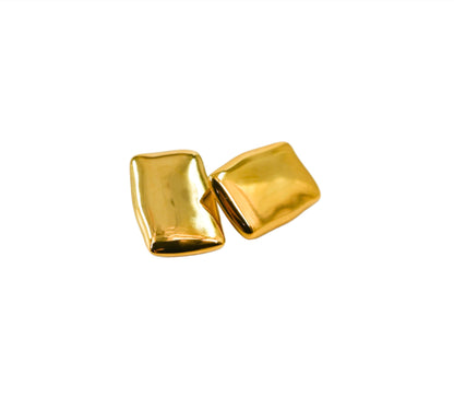 large square gold block earrings 