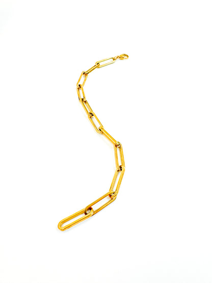 Large paperclip link bracelet in gold